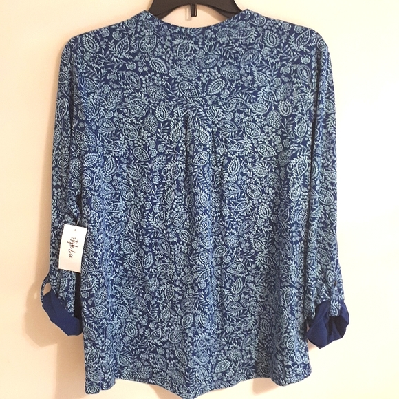 Style & Co 100% Cotton Printed Henley Top - Picture 7 of 11